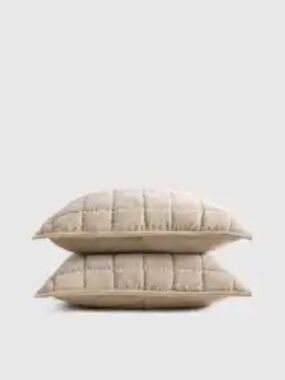 New Cotton Velvet Box Quilted Sham Set of 2 King Light Taupe
